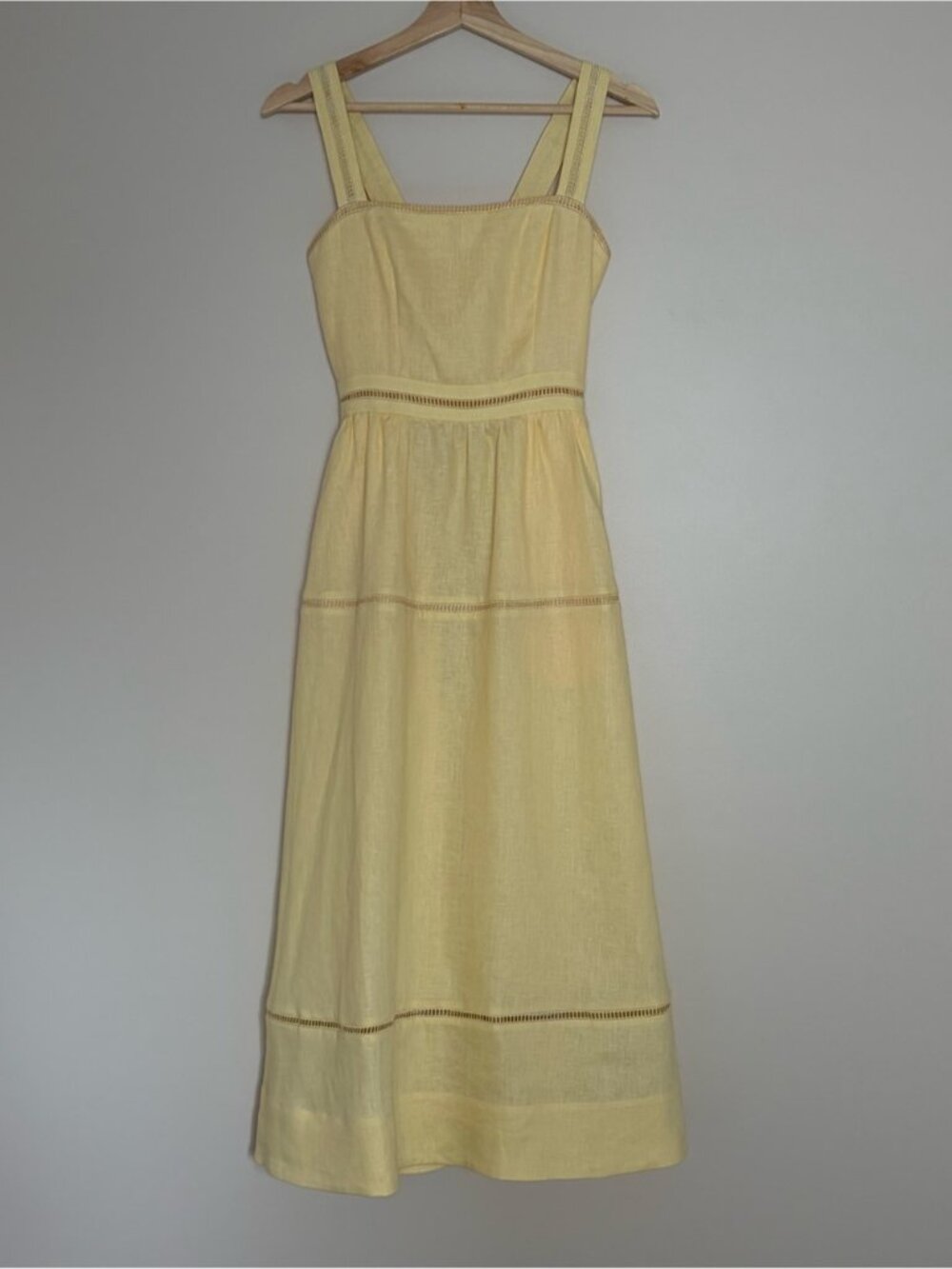 NEW Reformation Everett Linen Midi Dress Ray of Light Yellow | US 4 UK 8 - Picture 6 of 14